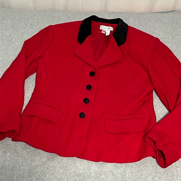 Vintage Red Wool Blazer Jacket Womens Size 8 Christmas Office Career Preppy - Picture 10 of 10